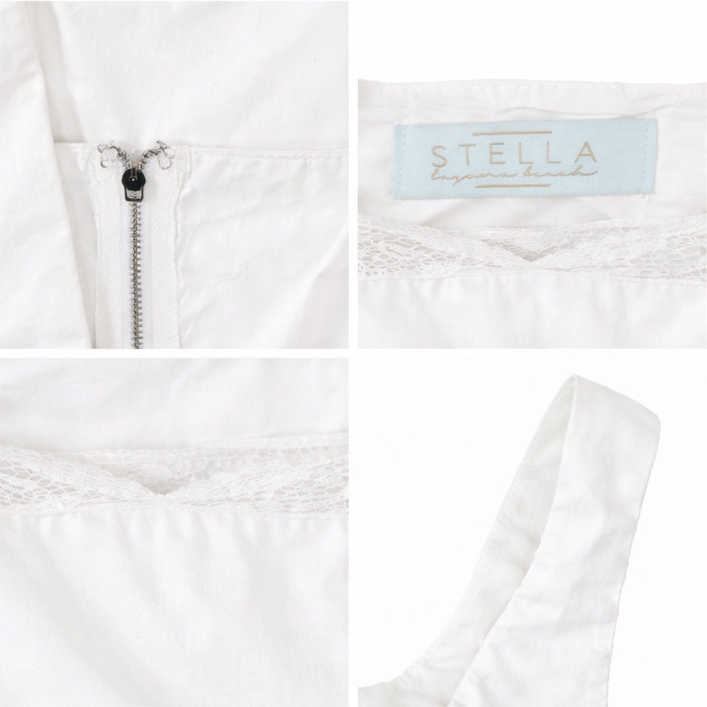 Stella White Cropped Corset Tank Top Lace Trim Zip Back Size M - Picture 3 of 3